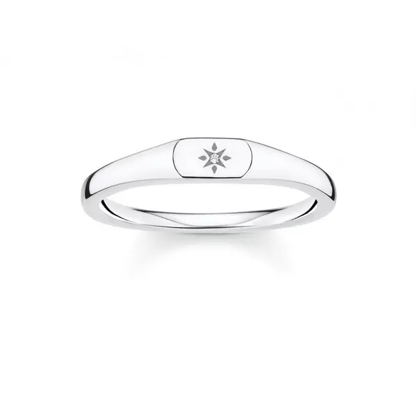 Image of Thomas Sabo Charm Club Charming Silver Zirconia Star Stacking Ring TR2