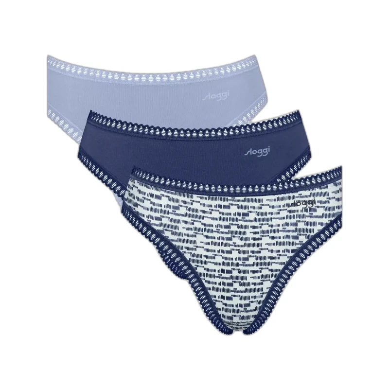 Image of Sloggi Pack of 3 Go Crush High Cut Knickers Blue navy+black+printed Women XS;S;M;L;XL;XXL