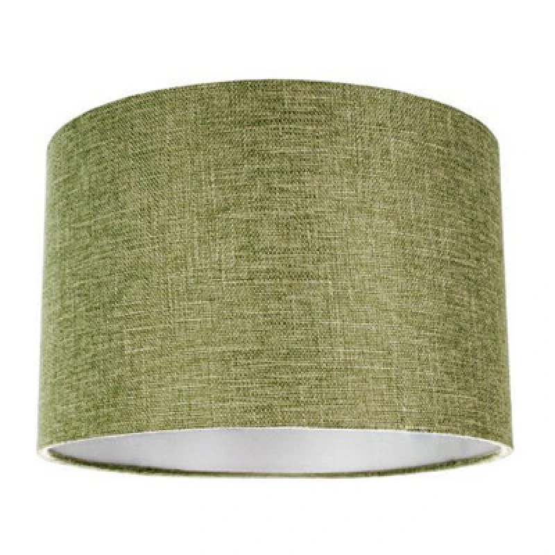 Image of Happy Homewares Contemporary And Sleek Olive Sage Plain Linen Fabric Drum Lamp Shade 60W Maximum