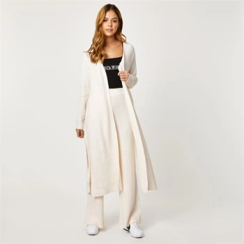 Image of Jack Wills Ribbed Lounge Tie Up Knitted Cardigan - Cream