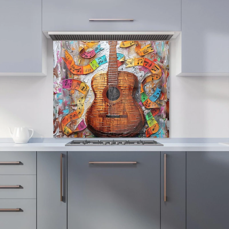 Image of Warren Reed - Designer Melody in Wooden Strings Kitchen Splashback Size: 700mm x 650mm Multicolor Unisex 700mm x 650mm