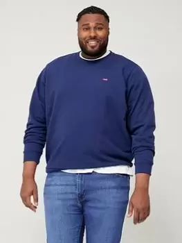 Image of Levis Big & Tall Small Logo Crew Neck Sweat - Navy, Size 5XL, Men