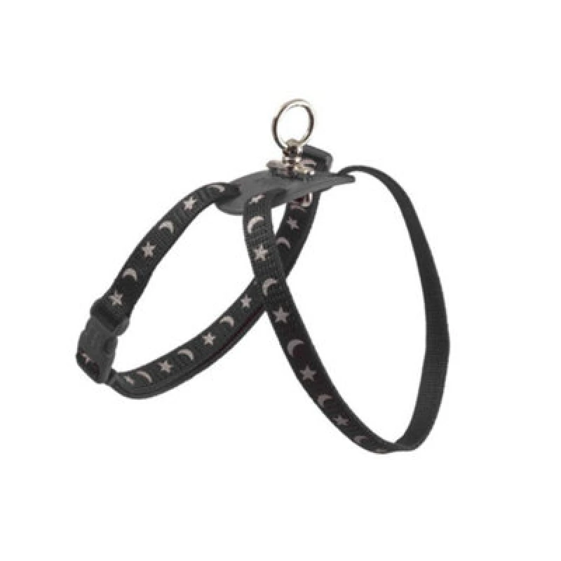 Image of Ancol Black Comfortable Figure 8 Moon & Stars Durable Nylon Dog Harness Black unisex