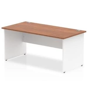 Image of Trexus Desk Rectangle Panel End 1800x800mm Walnut Top White Panels Ref
