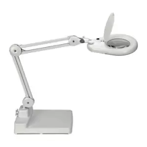 Image of Eclairage a loupe a LED lunette 127mm (5 po.) pied blanc avec cache tete ronde