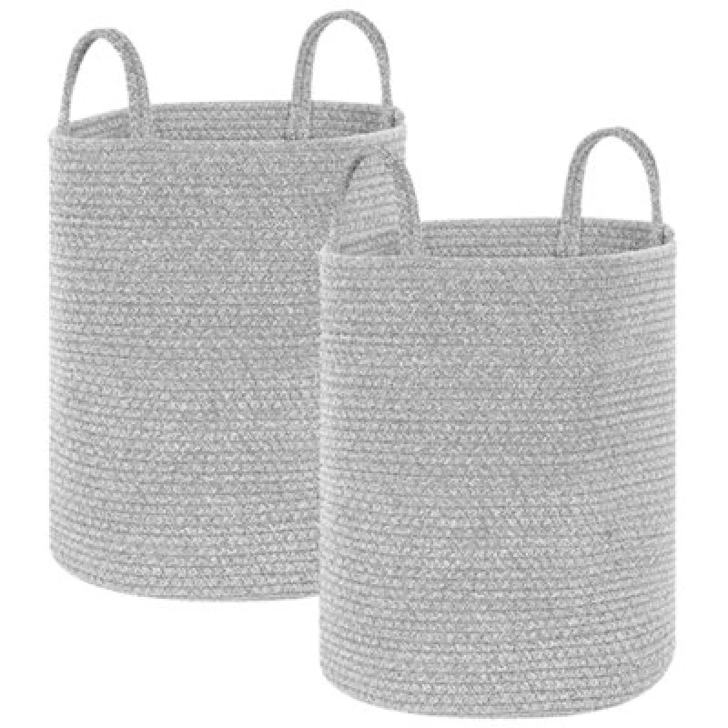 Image of Beliani Set Of 2 Baskets Saryk Cotton Grey
