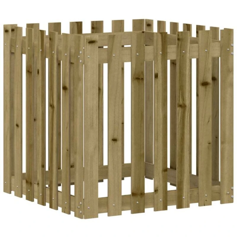 Image of vidaXL Garden Planter with Fence Design 70x70x70cm - Pine, Brown 832466