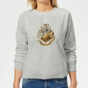 Image of Harry Potter Star Hogwarts Gold Crest Womens Sweatshirt - Grey - S
