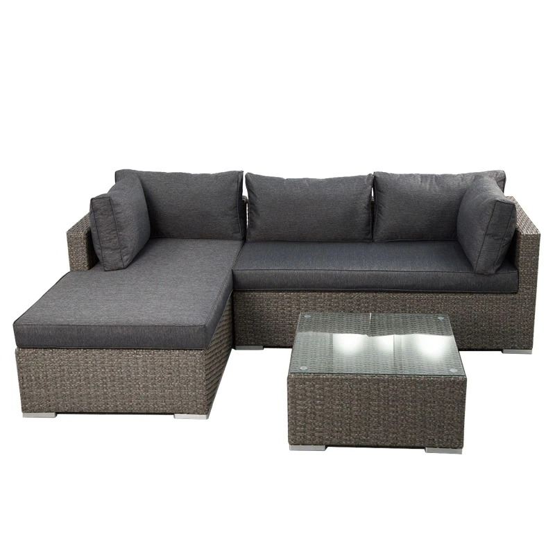 Image of Furniture One 5 Piece Modular Wicker Garden Daybed -210cm, Grey A1356-UK-F