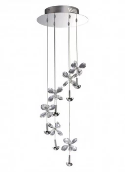 Image of Ceiling Cluster Pendant 6 Light 4000K LED Polished Chrome, Crystal