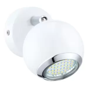 Image of Wall Spot Light Round Bulbous Colour White Chrome Shade Bulb GU10 1x3W Included
