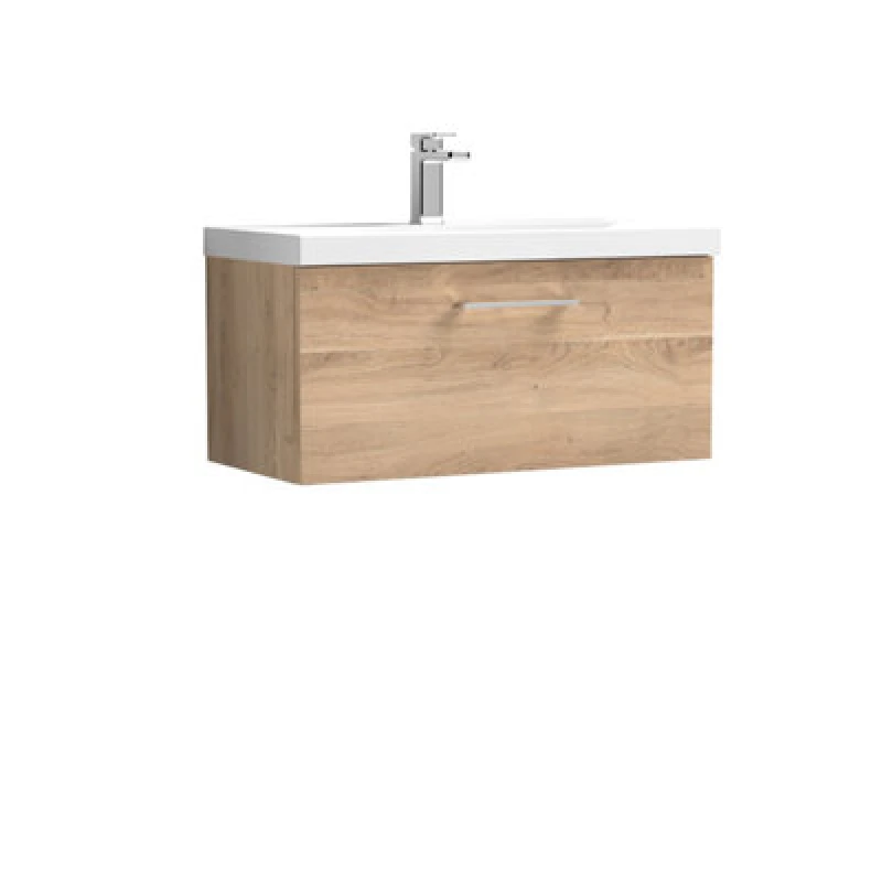 Image of NUIE Arno Wall Hung 1-Drawer Vanity Unit with Basin-3 800mm Wide - Bleached Oak - Nuie ARN3025D