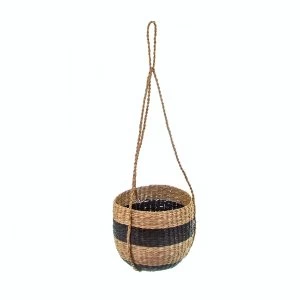 Image of Sass & Belle Black Stripe Seagrass Hanging Planter