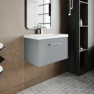 Image of Hudson Reed Juno Wall Hung 1-Drawer Vanity Unit with Basin 2 600mm Wide - Coastal Grey