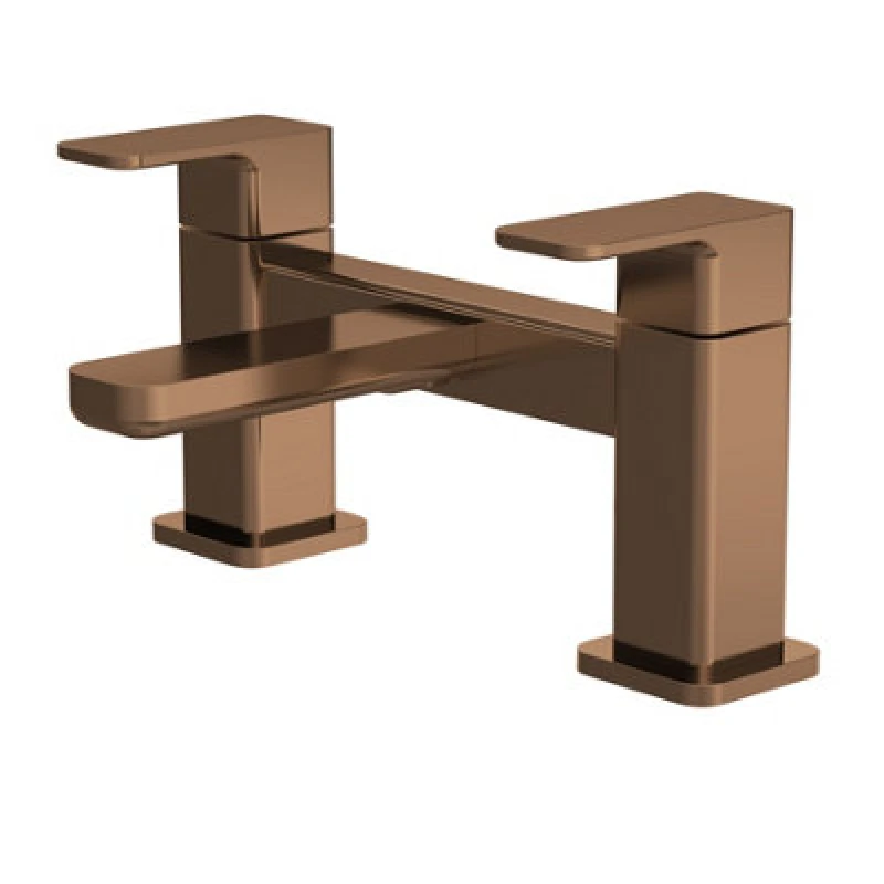 Image of Balterley Square Deck Mounted Lever Handle Bath Filler Tap - Brushed Bronze in Brown Brown Unisex