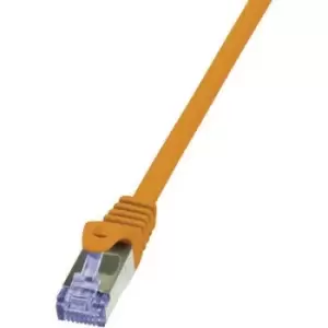 Image of LogiLink CQ3068S RJ45 Network cable, patch cable CAT 6A S/FTP 3m Orange Flame-retardant, incl. detent