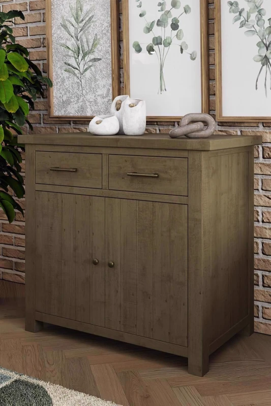 Image of FWStyle 2 Door 2 Drawer Sideboard Solid Natural Reclaimed Pine Brown