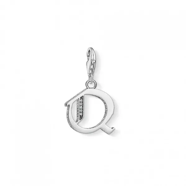 Image of Thomas Sabo Charm Club Thomas Sabo Silver Zirconia Vintage Q Letter Ch