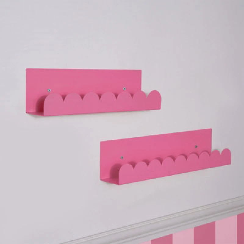 Image of OHS OHS Scallop Shelf Wall Mounted Storage Space Saving Modern Bedroom in Pink Pink One Size Unisex 5027434230099