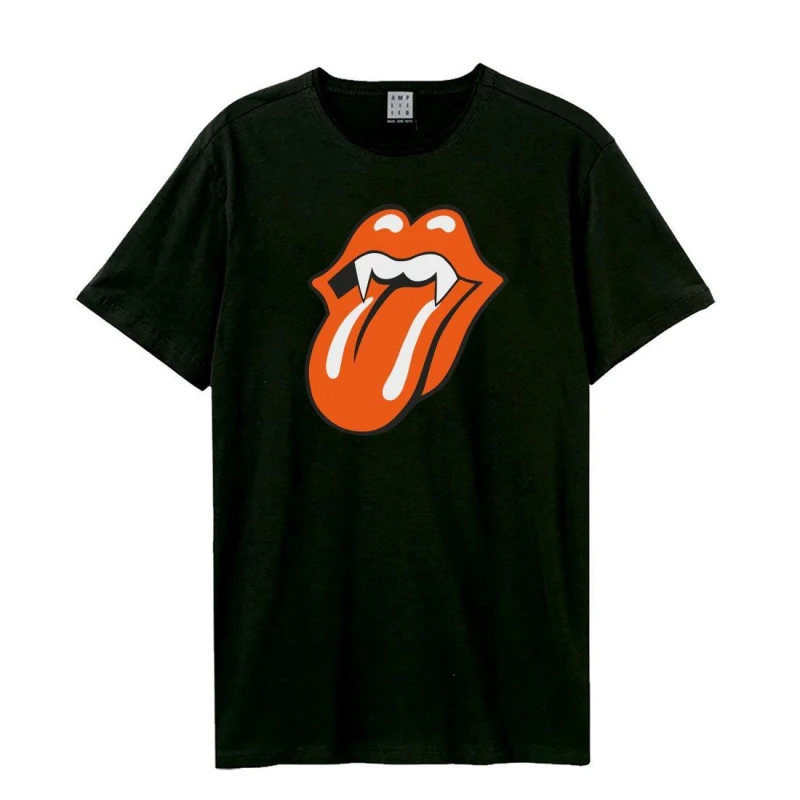 Image of Amplified Amplified Men Fang Tongue The Rolling Stones T-Shirt in Black Size: X-Small Black XS Male 5063852060269