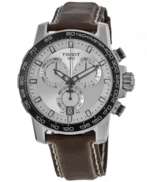 Image of Tissot Supersport Chrono Silver Dial Brown Leather Strap Mens Watch T125.617.16.031.00 T125.617.16.031.00