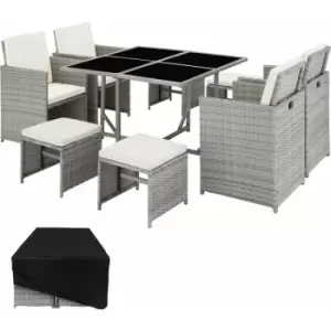 Image of Rattan garden furniture set Bilbao 4+4+1 with protective cover - garden tables and chairs, garden furniture set, outdoor table and chairs