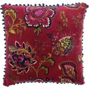 Image of Paoletti - Malisa Paisley Cushion Pomegranate - Pomegranate