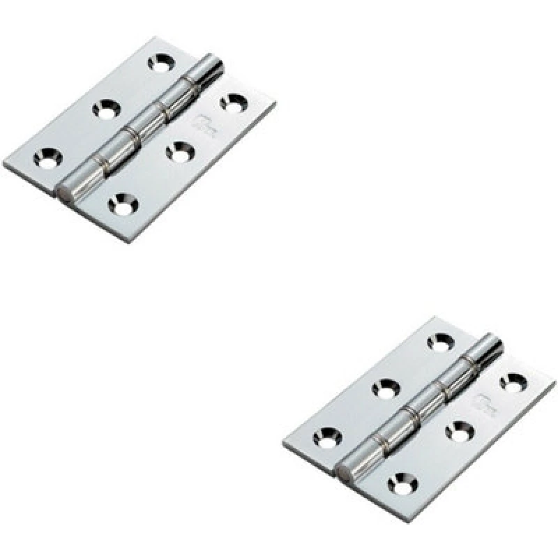 Image of Loops 2x PAIR 76 x 50 x 2.5mm Heavy Duty Butt Hinge Polished Chrome Internal Multi