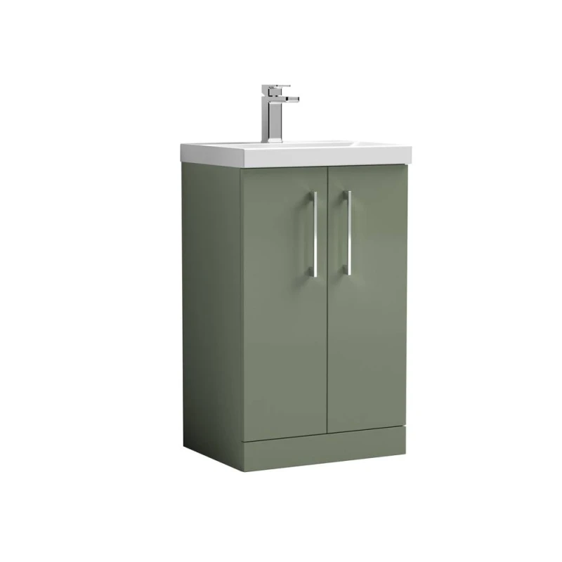 Image of Balterley Contemporary Bathroom 2-Door Floor Vanity Unit, Satin Green, 500mm in Green Green Unisex