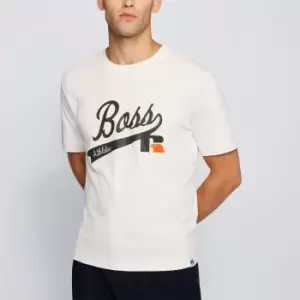 Image of BOSS X Russell Athletic Mens Chest Logo T-Shirt - Open White - M