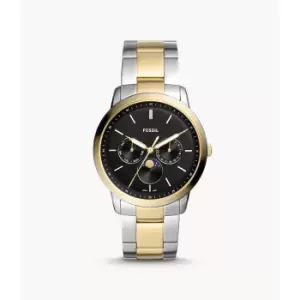 Image of Fossil Mens Neutra Moonphase Multifunction Two-Tone Stainless Steel Watch - Gold / Silver