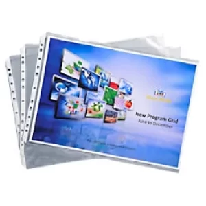 Image of Exacompta Punched Pockets A3 Landscape Clear 55 Micron Pack of 50
