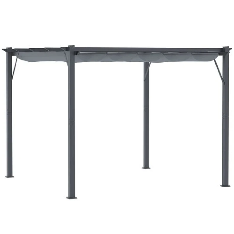 Image of Outsunny 3x3(m) Pergola Gazebo Sun Shade Shelter Aluminium Garden Canopy - Grey TJ Hughes 5063603006102