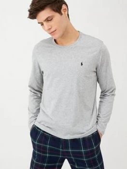 Image of Polo Ralph Lauren Long Sleeved Lounge T-Shirt - Heather Grey, Heather Grey, Size 2XL, Men