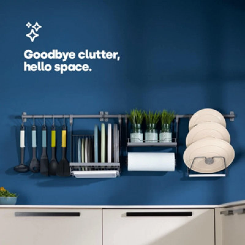 Image of LIVIVO Kitchen Saucepan Lid Organiser Rack Grey