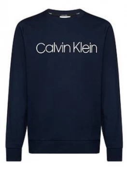 Image of Calvin Klein Cotton Logo Sweatshirt - Navy