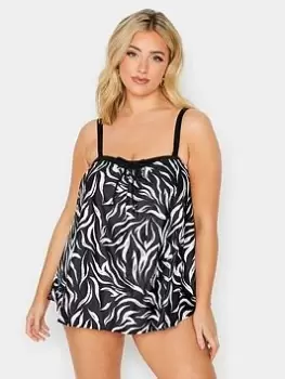 Image of Yours Yours Stroke Print A-Line Tankini - Black, Size 34-36, Women