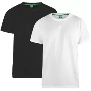 Image of Duke Mens Fenton Kingsize D555 Round Neck T-Shirts (Pack Of 2) (5XL) (Black/White)