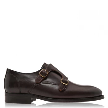 Image of Reiss Lansen Monk Strap Smart Shoes - Brown
