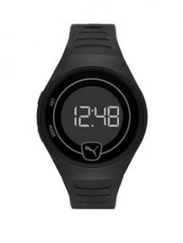 Image of Puma Puma Black Digital Dial Black Pu Strap Watch