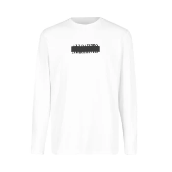 Image of AllSaints Stamp Laminate Long Sleeve Crew - Optic White