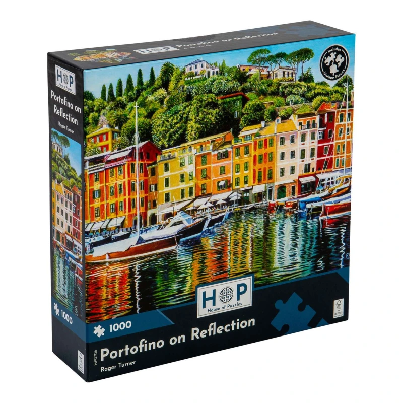 Image of The House Of Puzzles Portofino on Reflection 1000 Piece Jigsaw Puzzle Size: 1000 Pieces Multicolor Unisex 1000 Pieces