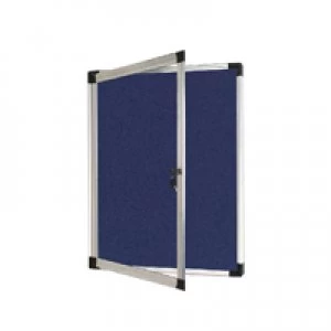 Image of Bi-Office External Display Case 670x934mm Blue Felt Aluminium Frame VT
