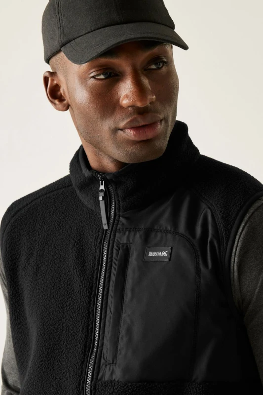 Image of Regatta Regatta Men Frankie Borg Full-Zip Gilet Bodywarmer in Jet Black Size: Medium Jet Black M Male 5063516104773