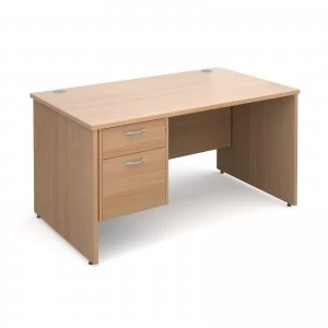 Image of Maestro 25 PL Straight Desk With 2 Drawer Pedestal 1400mm - Beech pane