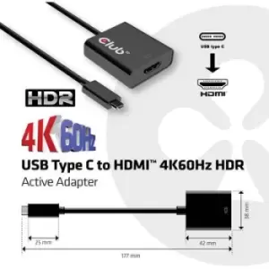 Image of club3D CAC-2504 USB Adapter [1x USB 3.2 2nd Gen connector C (USB 3.1) - 1x HDMI socket] Black