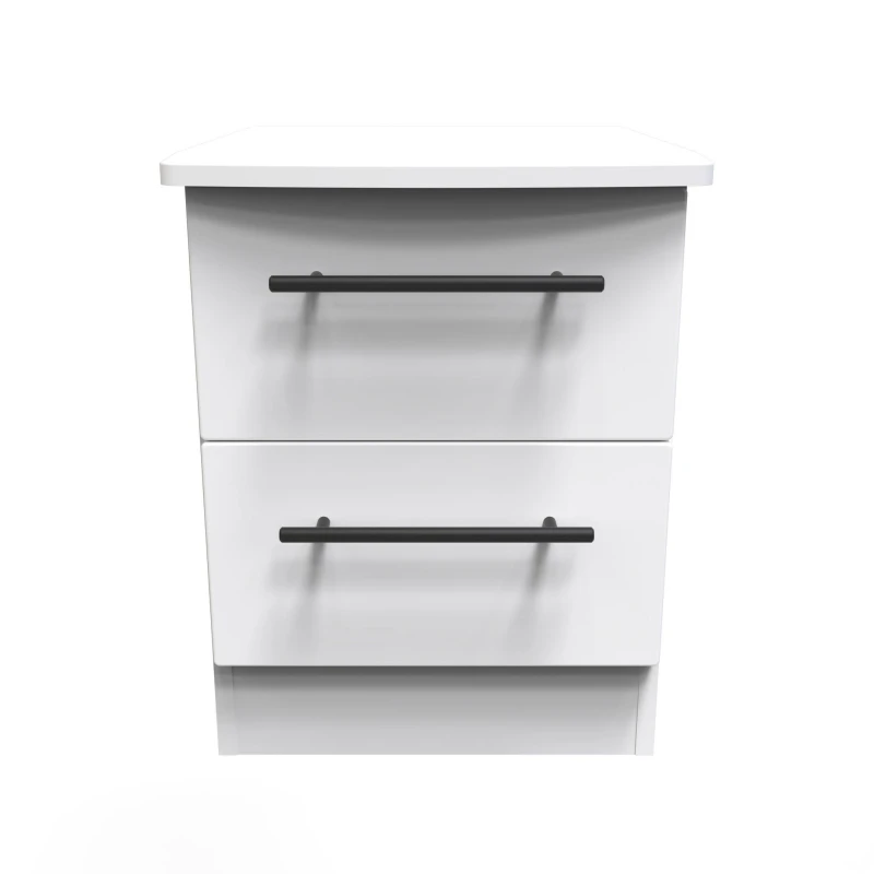 Image of Howard 2 Drawer Bedside Cabinet In White Ash (Ready Assembled)