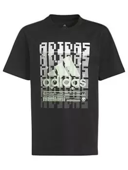 Image of adidas Kids Boys Gaming Graphics Short Sleeve T-Shirt - Black, Size 5-6 Years