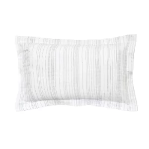 Image of Bedeck of Belfast Nami Textured Stripe Oxford Pillowcase, White/Silver