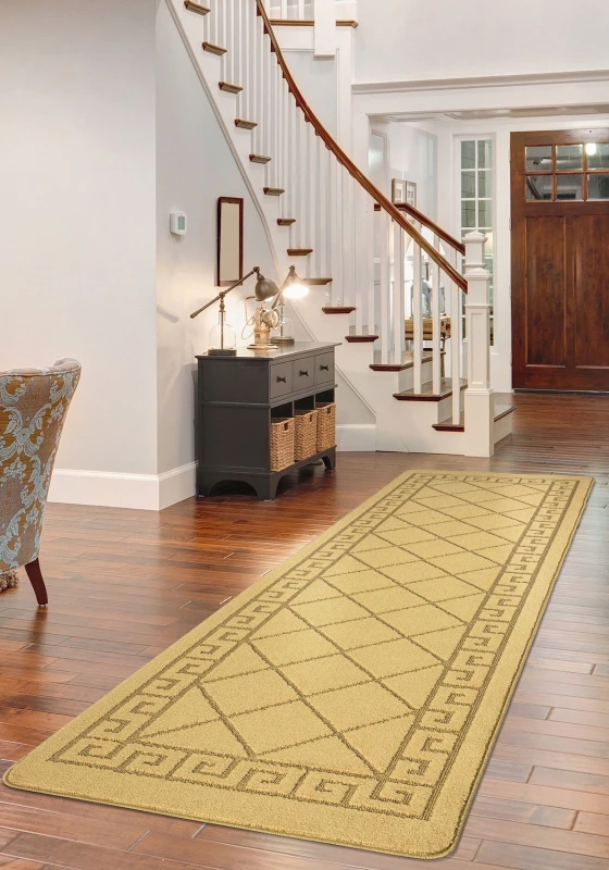 Image of Smart Living Smart Living Tribela Heavy Duty Machine Washable Hallway Kitchen Non Slip Door Mat in Gold Size: 80cm x 300cm Gold 80cm x 300cm Unisex